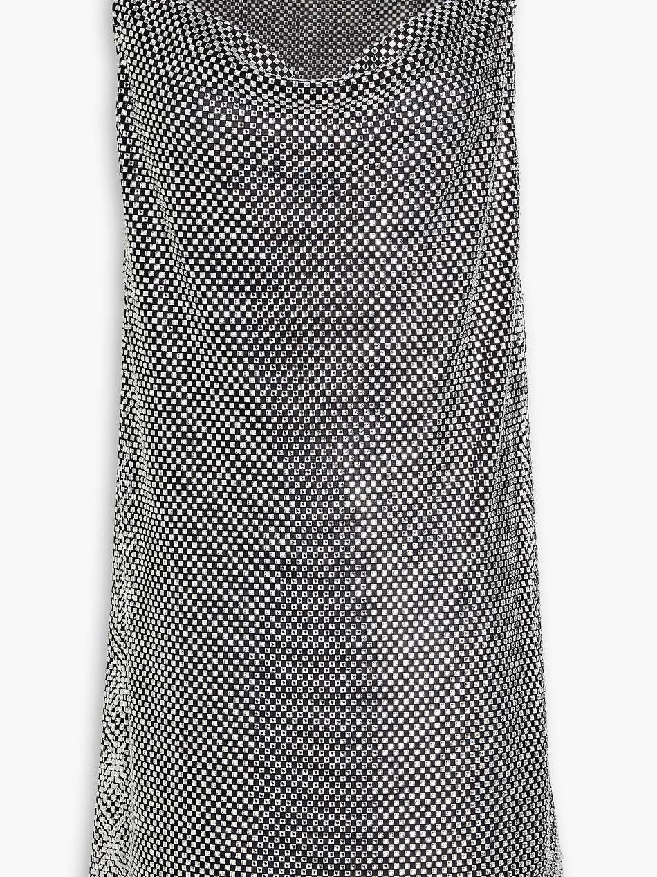 draped crystal-embellished mesh mini dress