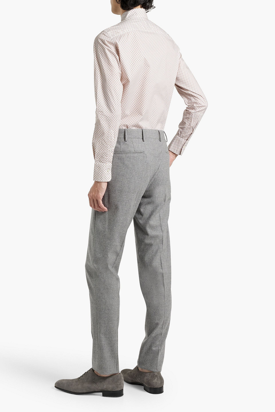 Canali Printed Cotton-poplin Shirt In Sand