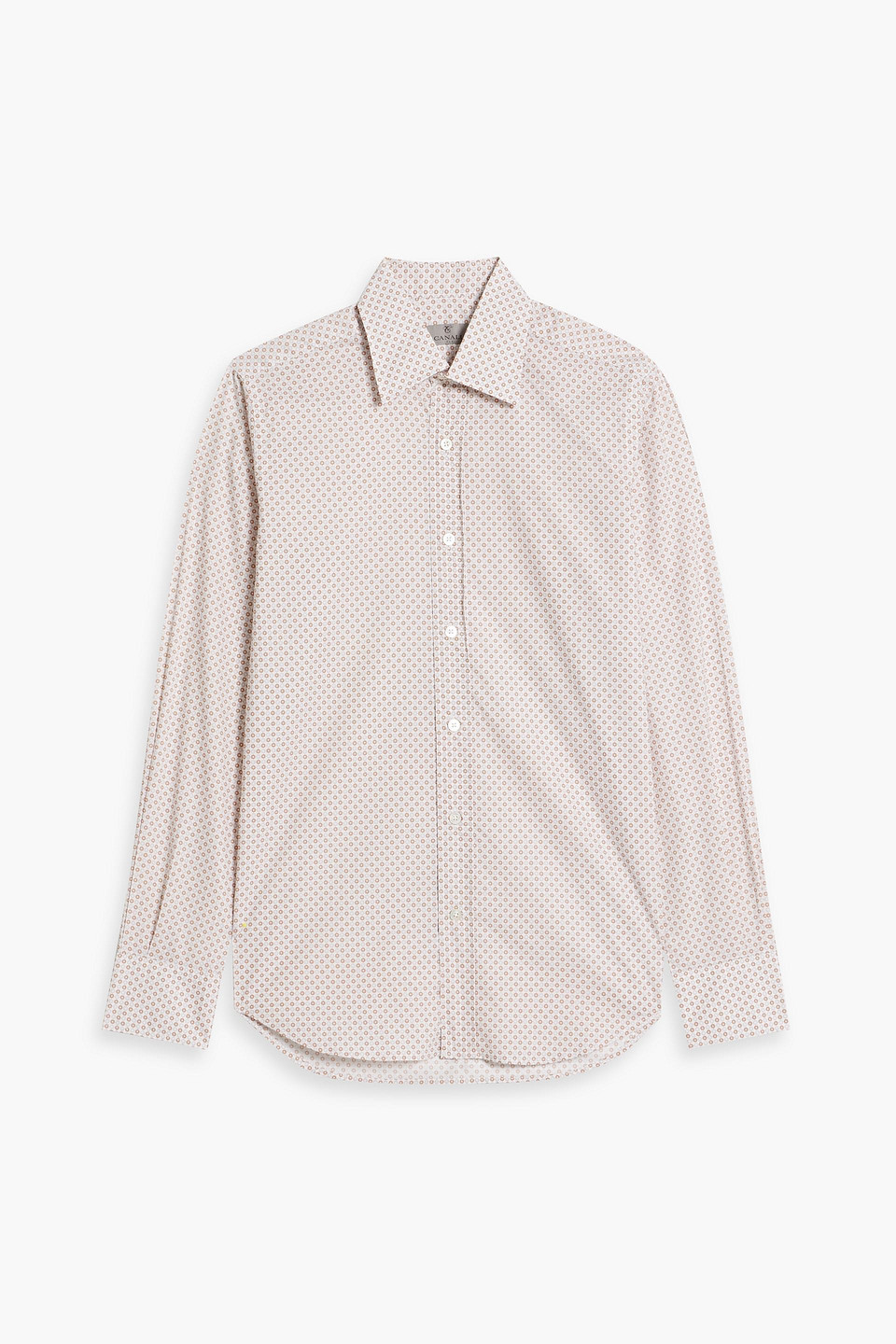 Canali Printed Cotton-poplin Shirt In Sand
