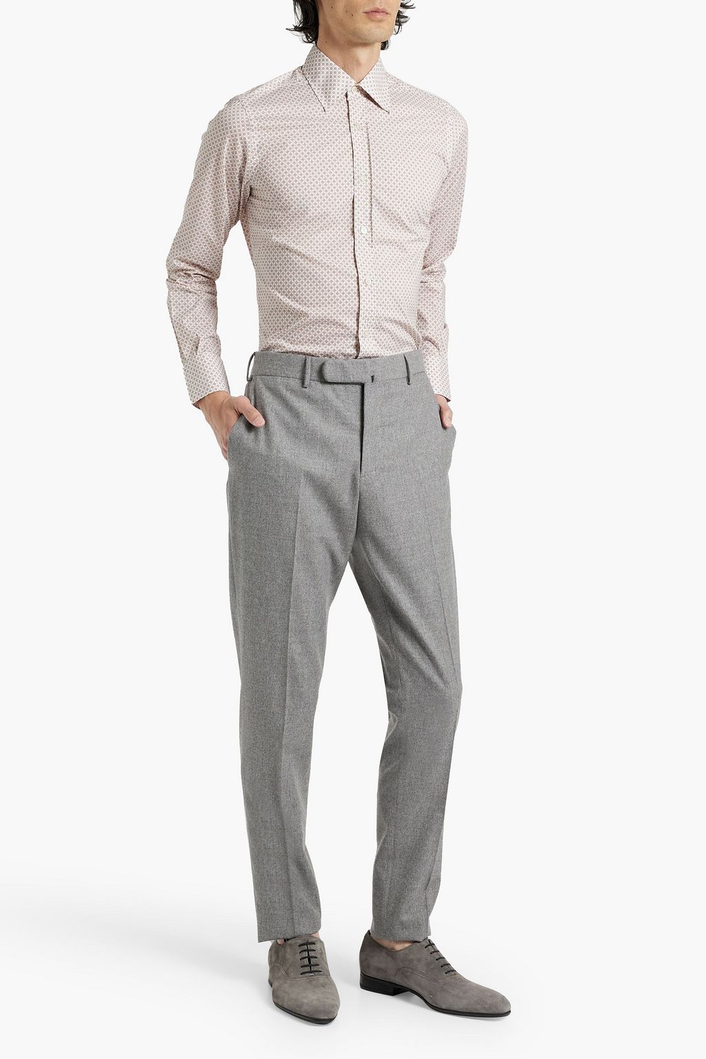 CANALI Printed cotton-poplin shirt