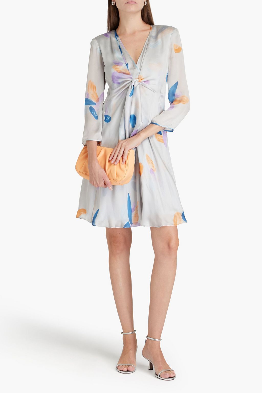 EMPORIO ARMANI Knotted silk crepe de chine dress
