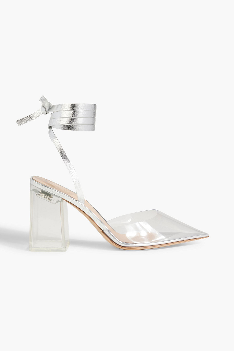 Shop Gianvito Rossi Metallic Leather And Pvc Pumps In Silver