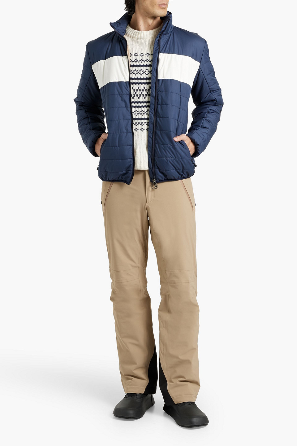 Shop We Norwegians Myrken Lavalan Quilted Two-tone Ski Jacket In Navy
