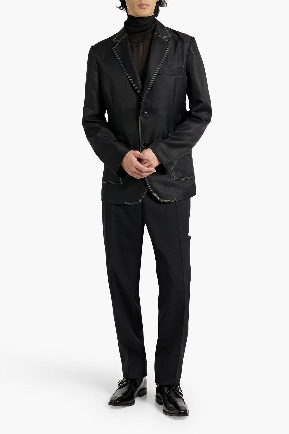 Acne Studios Topstitched Twill Blazer In Black