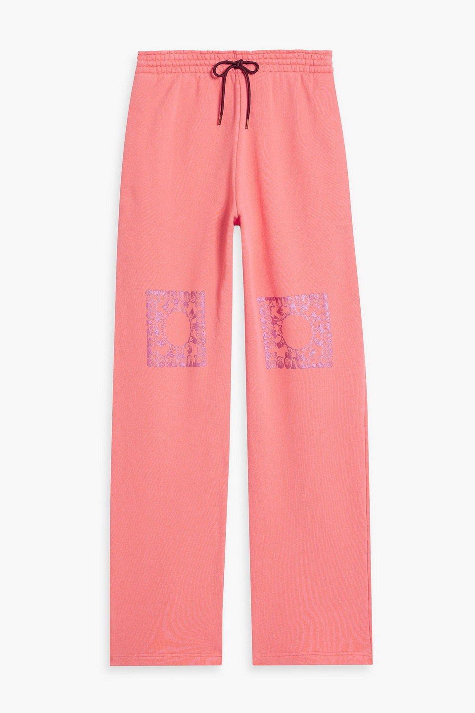 Acne Studios Printed French Cotton-terry Drawstring Sweatpants In Coral