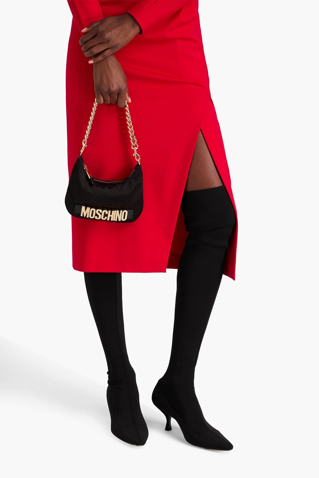 MOSCHINO حقيبة كتف من الساتان المزيّن