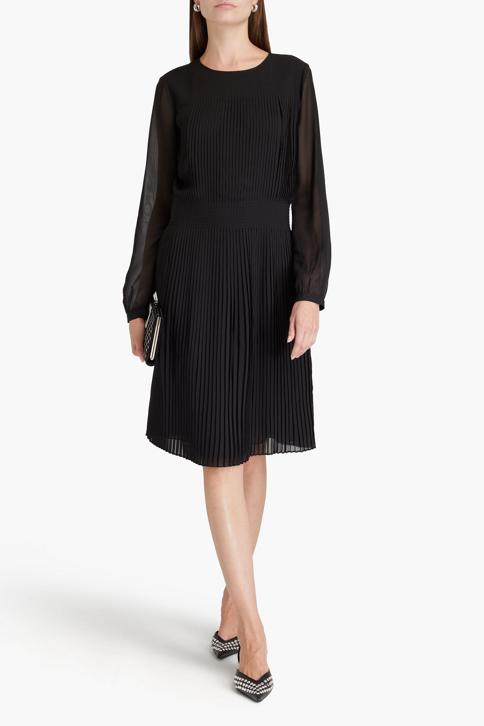 EMPORIO ARMANI PLEATED WOVEN DRESS