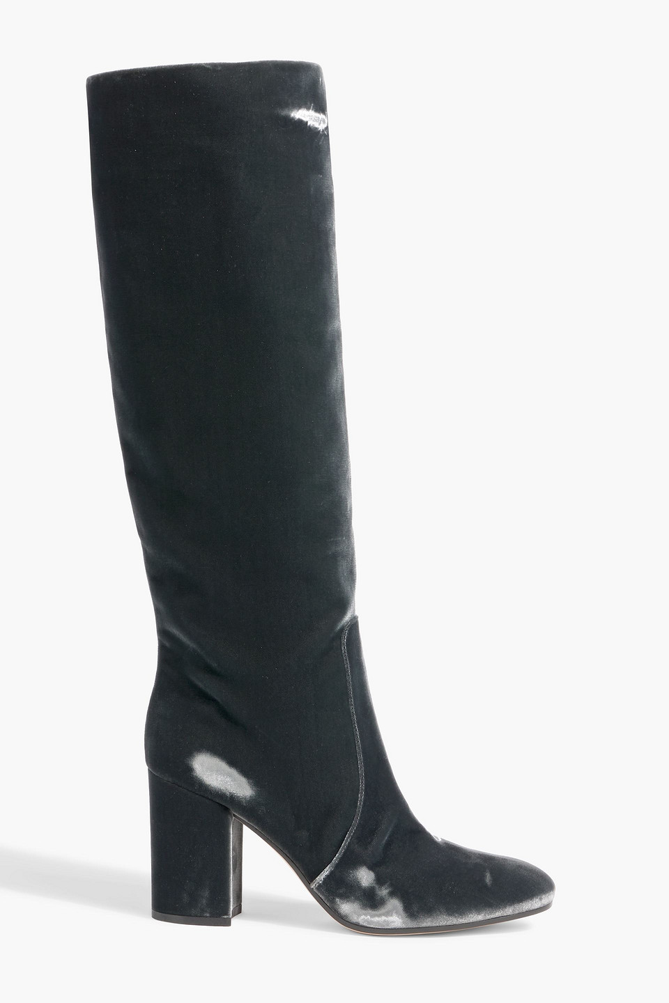 Gianvito Rossi Velvet Knee Boots In Anthracite