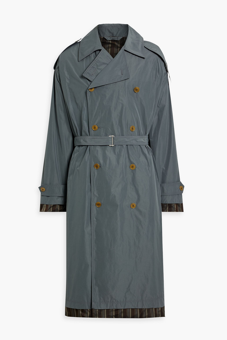 Acne Studios Double-breasted Shell Trench Coat In Anthracite