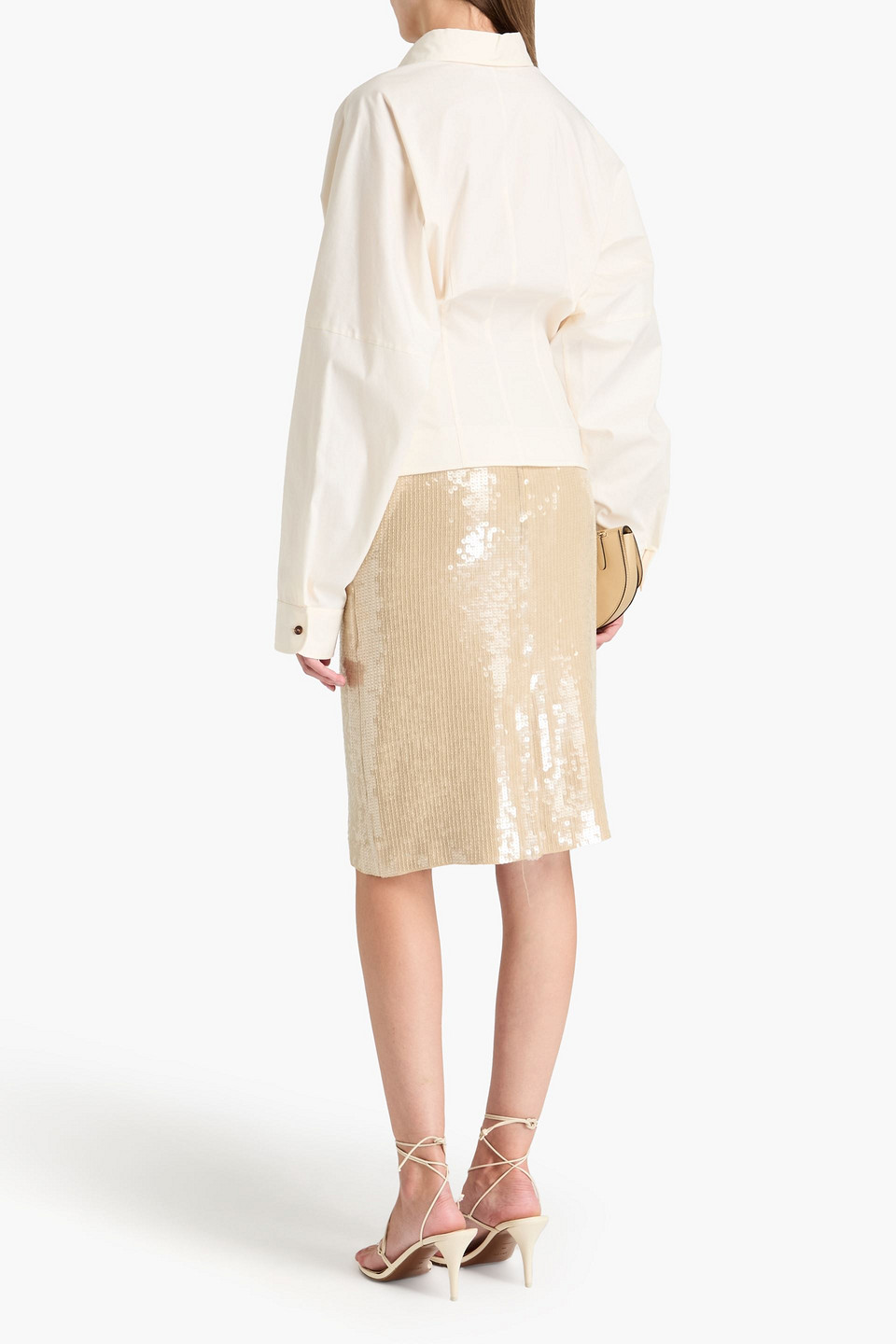 PHILOSOPHY DI LORENZO SERAFINI COTTON-BLEND POPLIN WRAP TOP