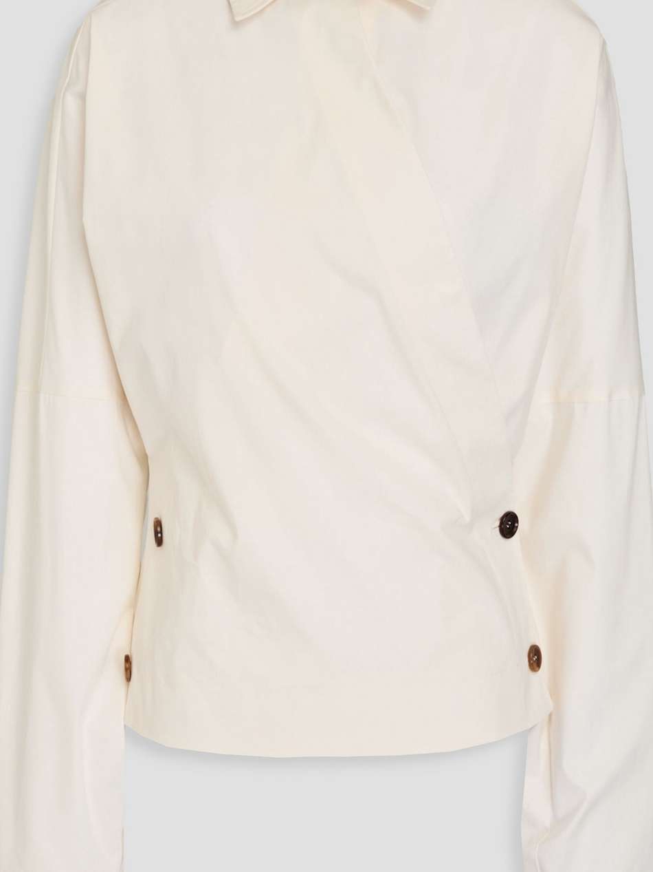 cotton-blend poplin wrap top