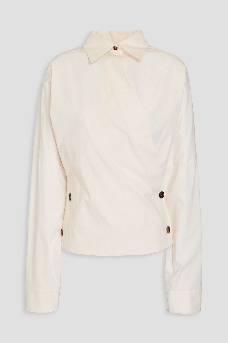 Philosophy Di Lorenzo Serafini Cotton-blend Poplin Wrap Top In Ivory