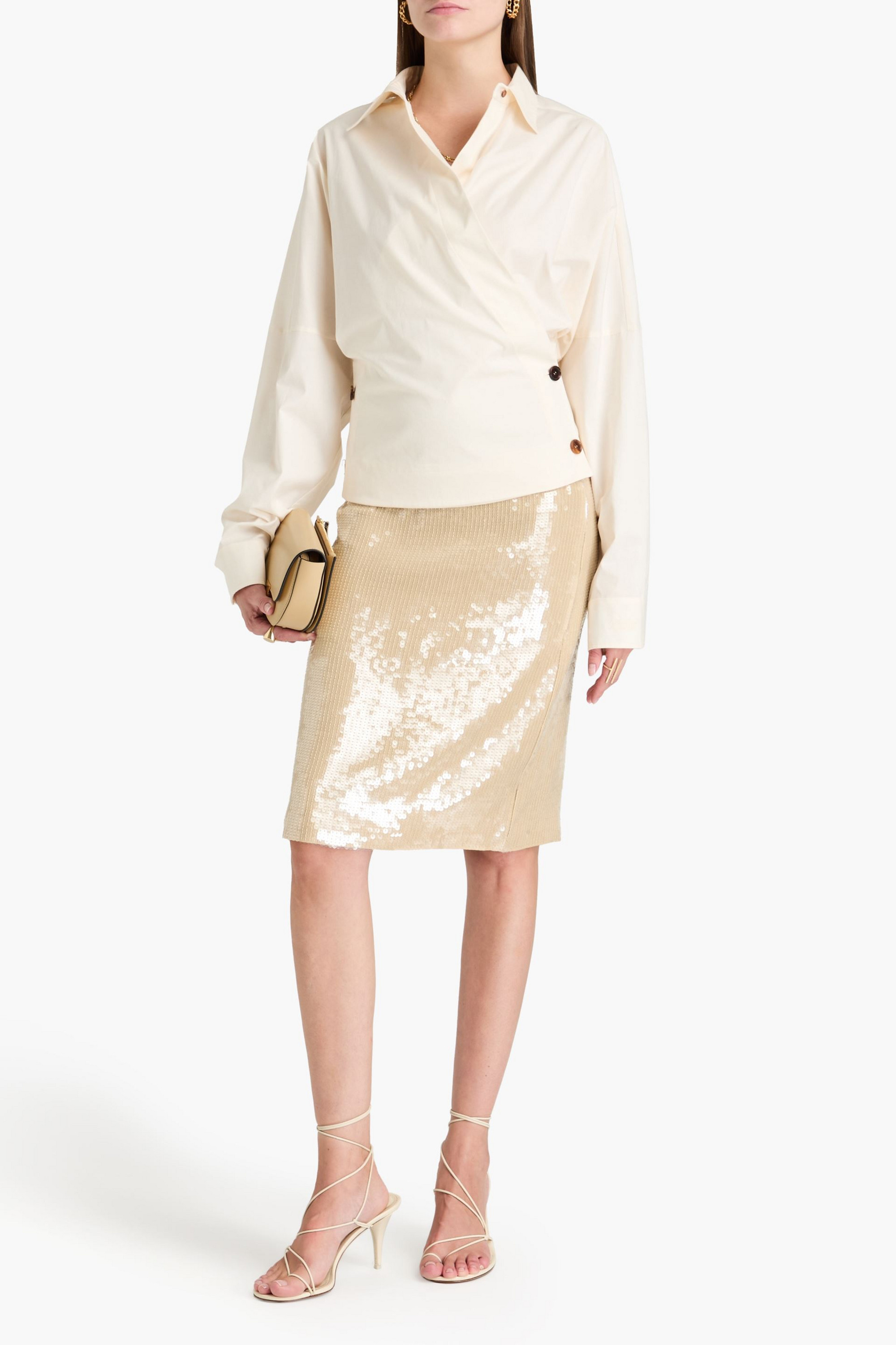 Philosophy di Lorenzo Serafini Cotton-blend poplin wrap top