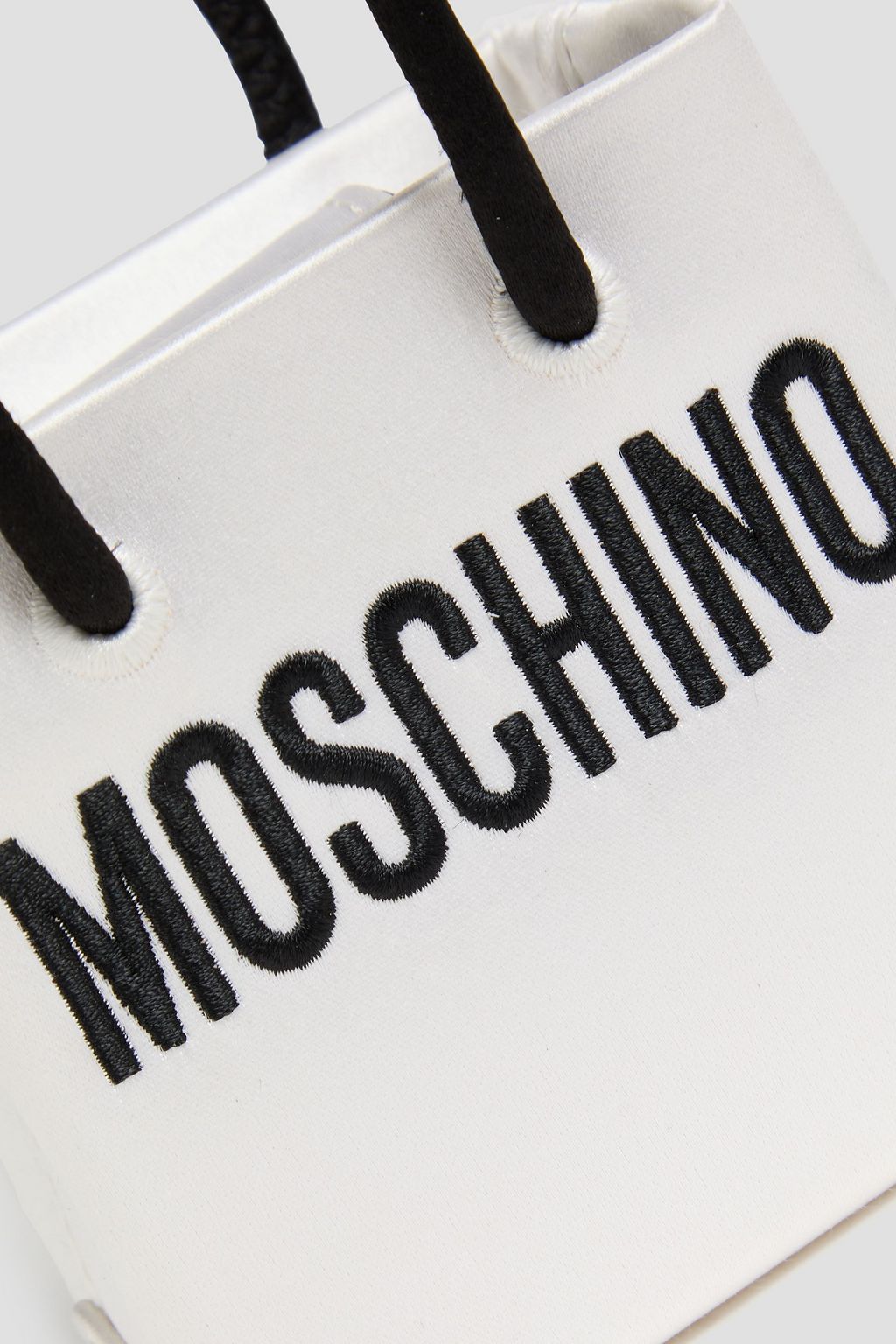 MOSCHINO حقيبة كروس بودي من الساتان مطرّزة