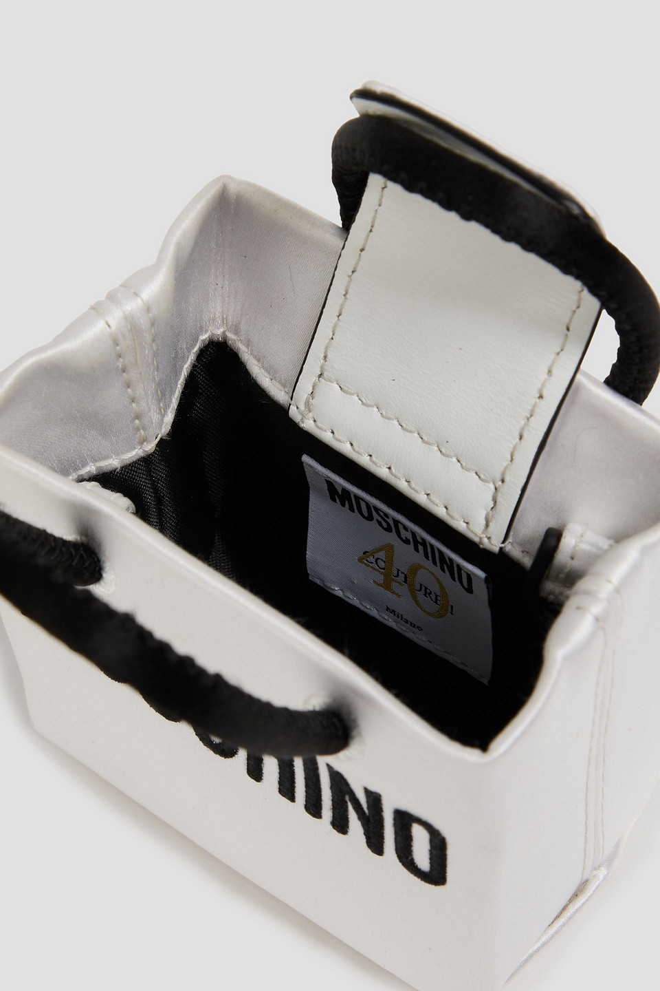 Moschino Embroidered Satin Cross-body Bag In White