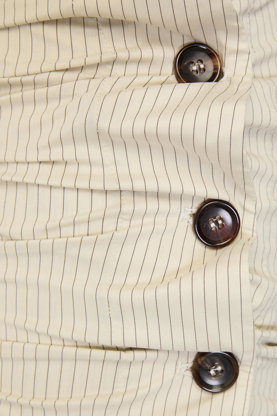 PHILOSOPHY DI LORENZO SERAFINI RUCHED STRIPED CREPE MIDI WRAP SKIRT