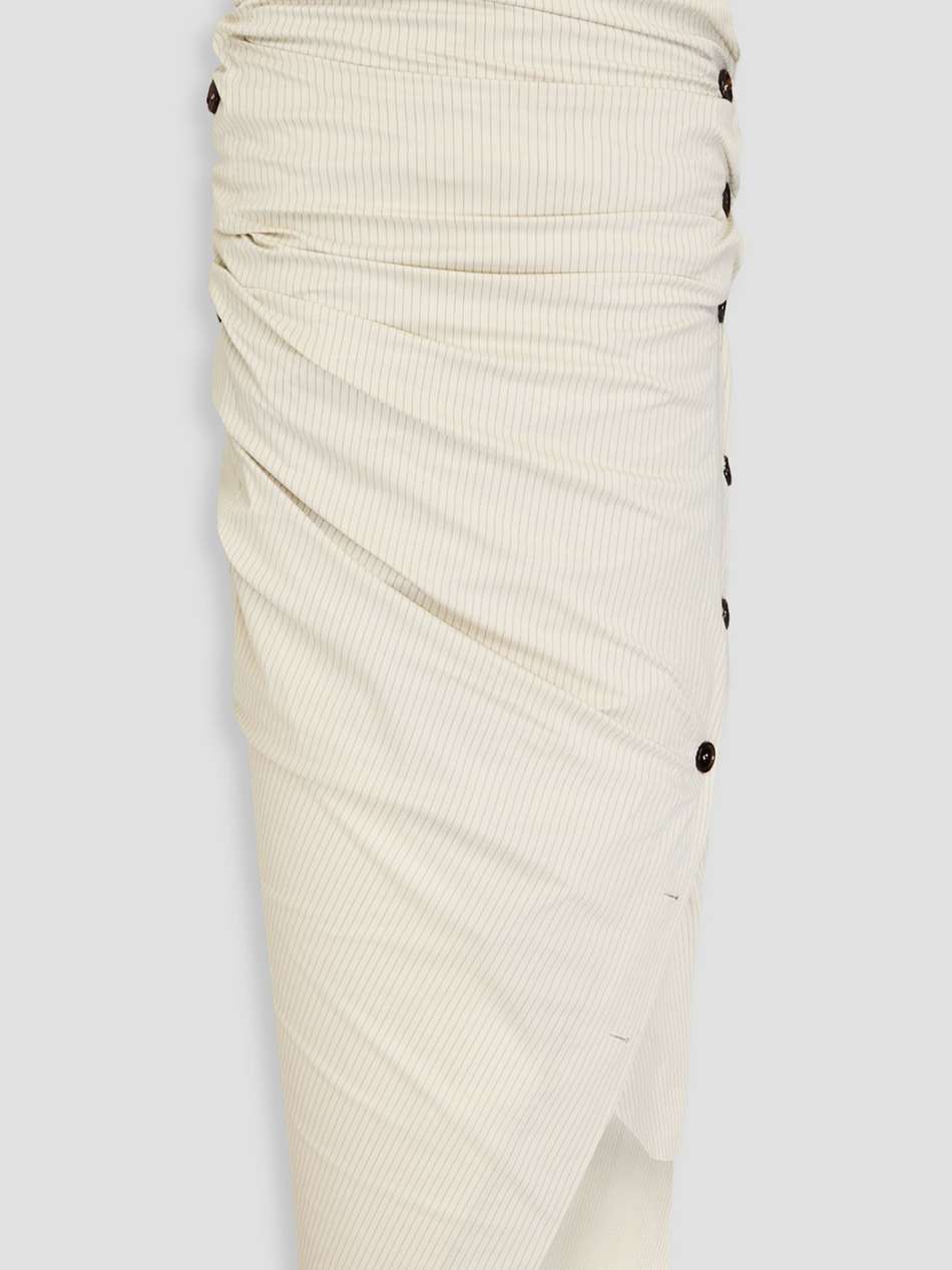 ruched striped crepe midi wrap skirt