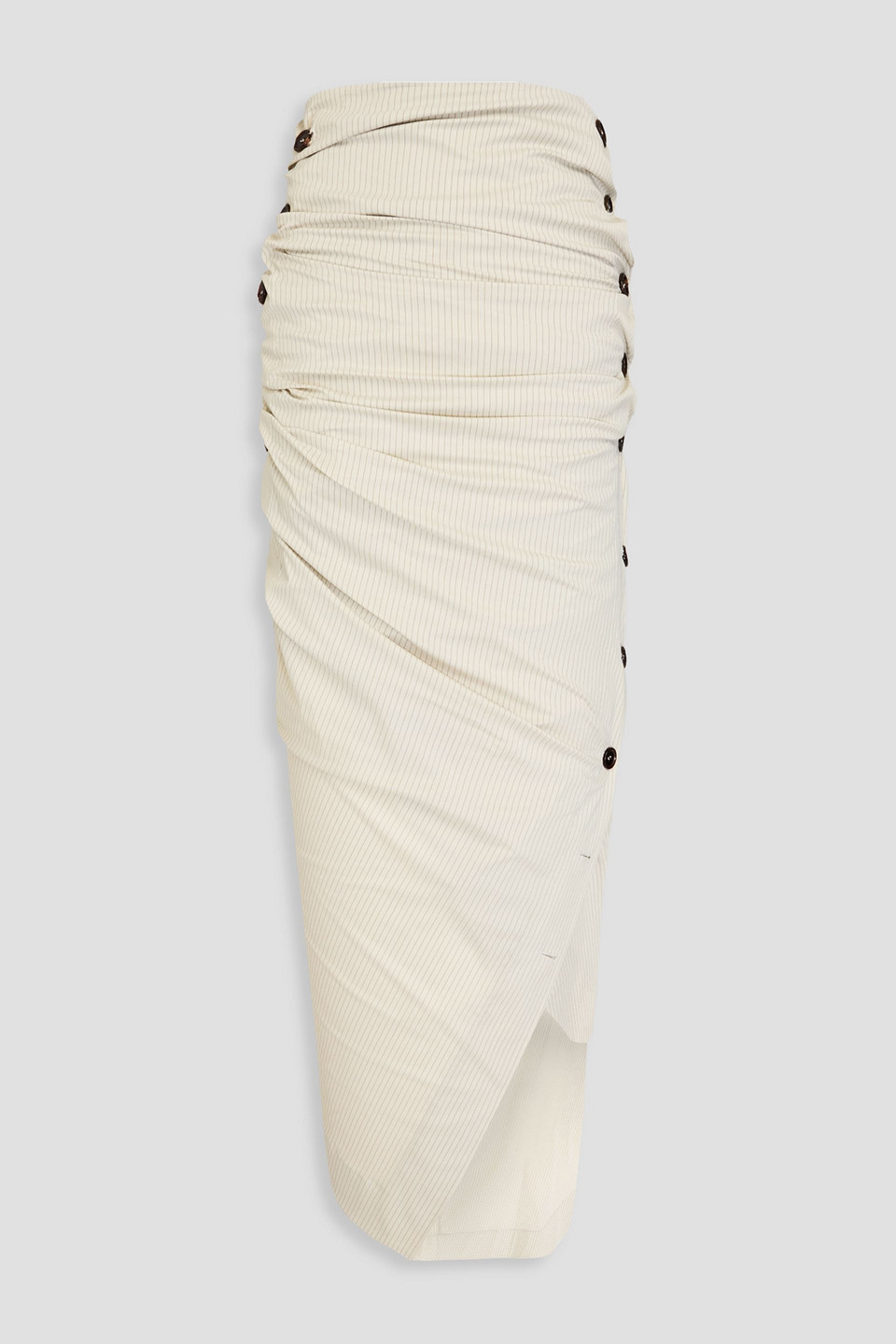 Philosophy Di Lorenzo Serafini Ruched Striped Crepe Midi Wrap Skirt In Ivory
