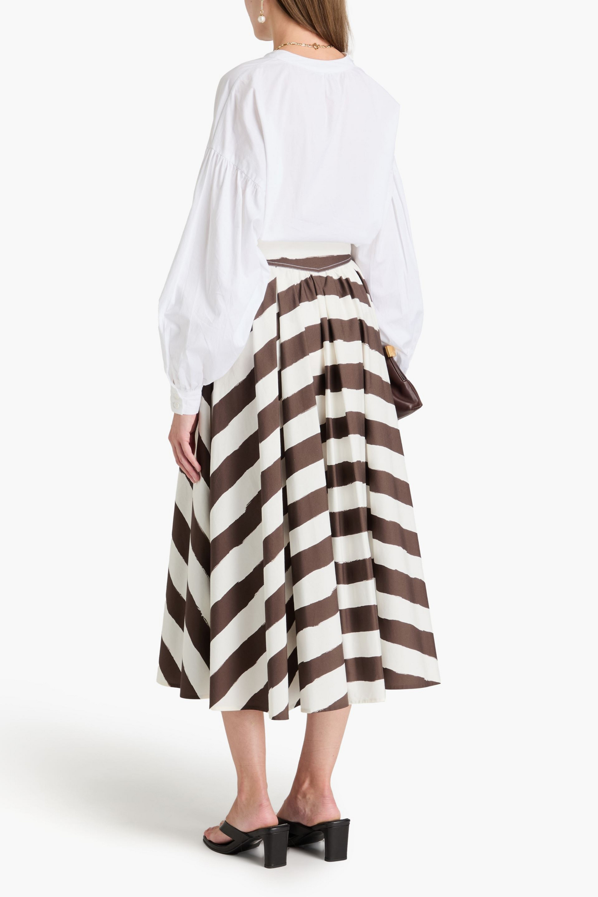 Philosophy di Lorenzo Serafini Striped cotton-blend poplin midi skirt