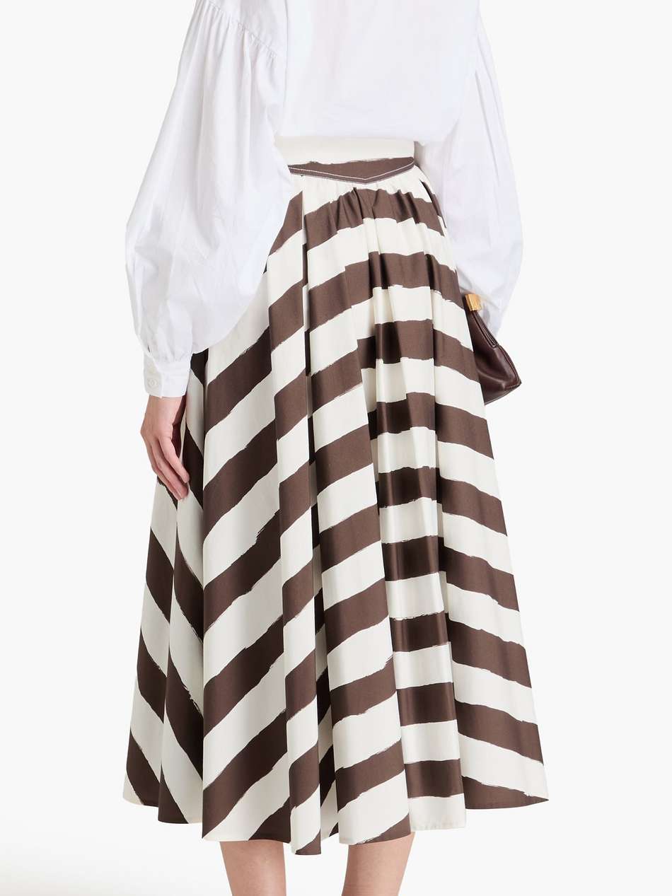 striped cotton-blend poplin midi skirt