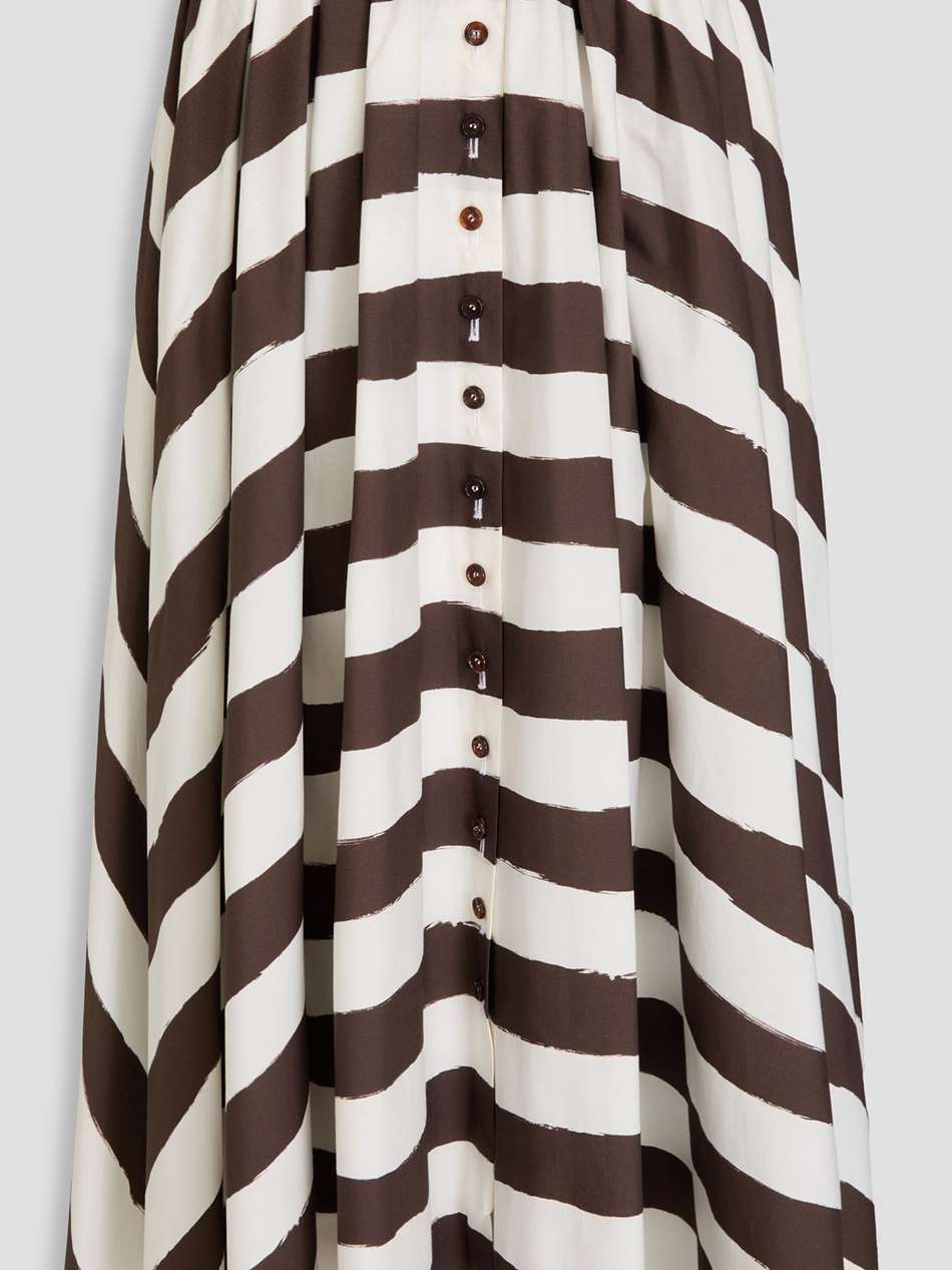 striped cotton-blend poplin midi skirt