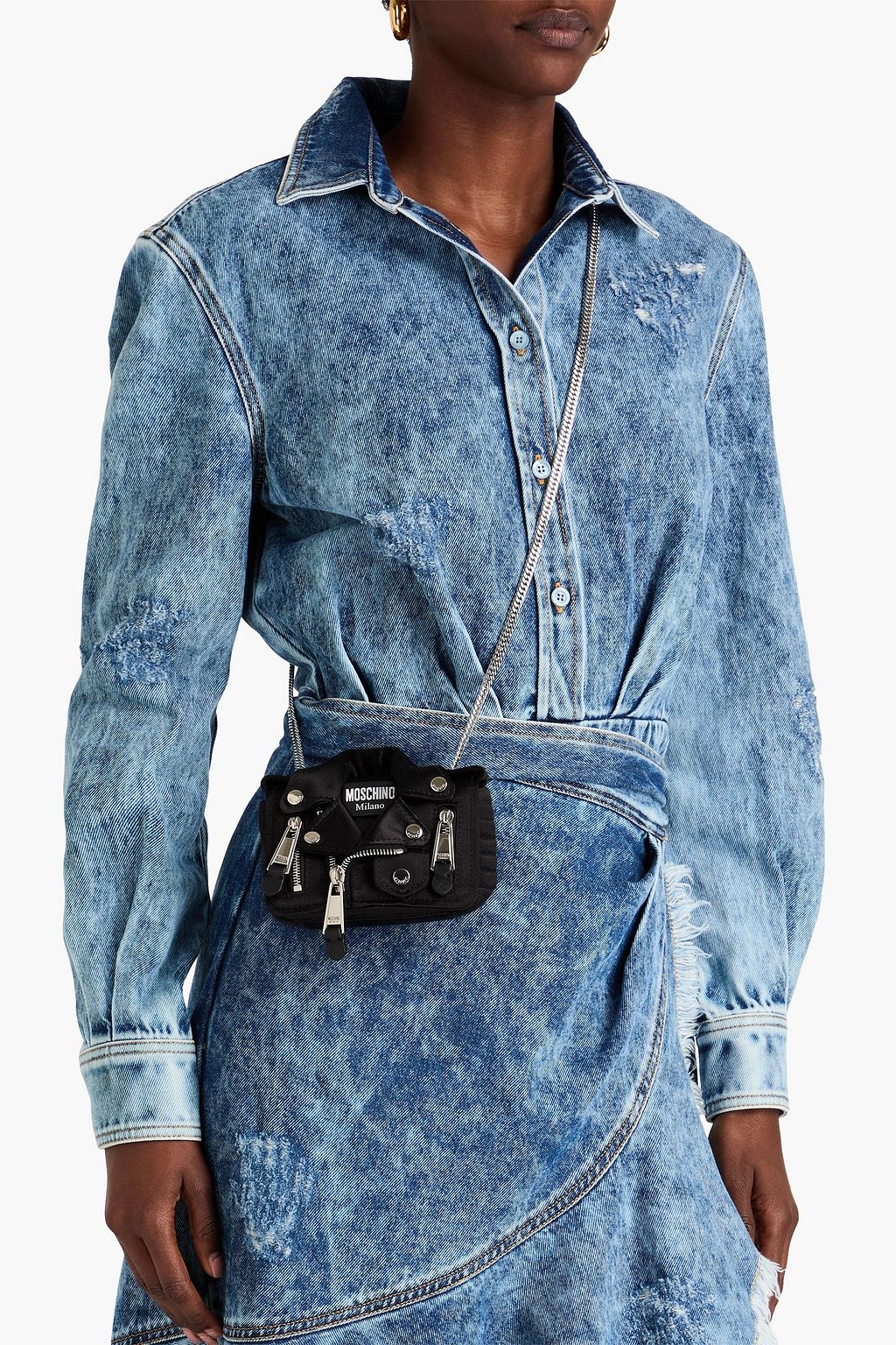MOSCHINO حقيبة كتف من الساتان المزيّن