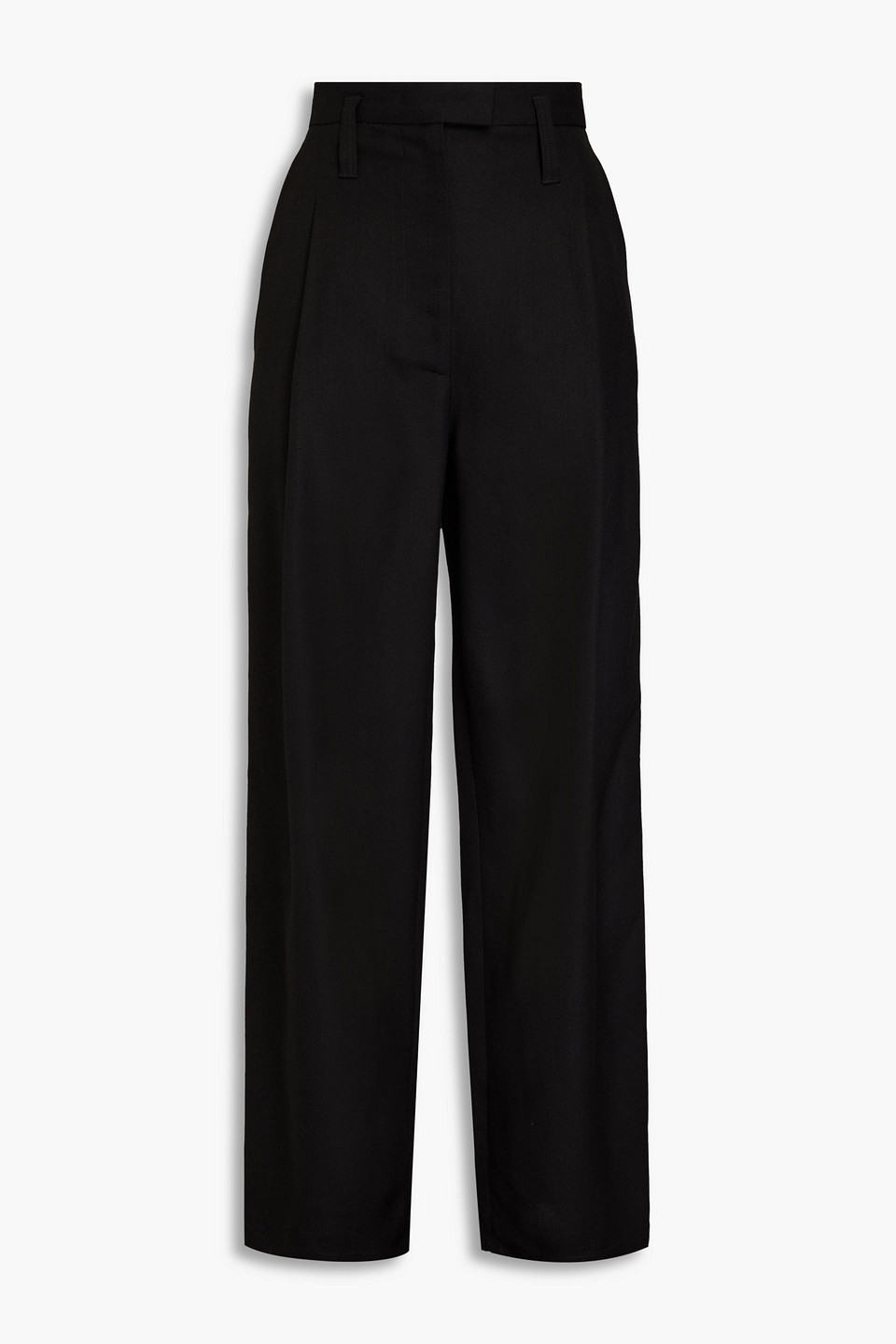 Pleated grain de poudre wide-leg pants