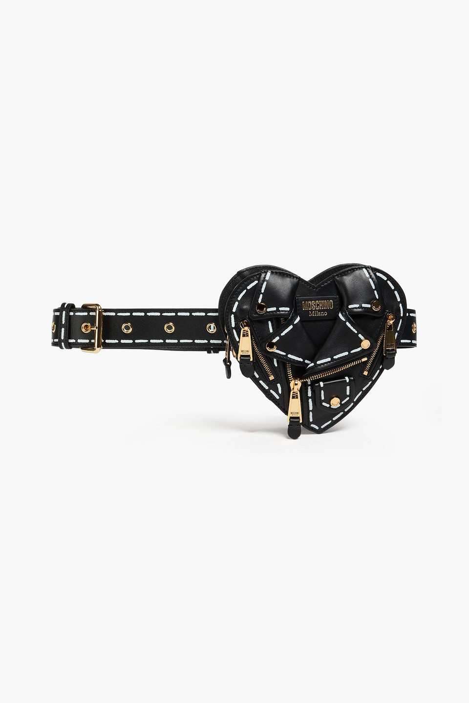 Moschino Painted Leather Belt Bag In Black