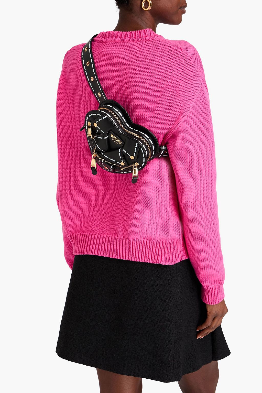 MOSCHINO Heart Biker printed leather belt bag