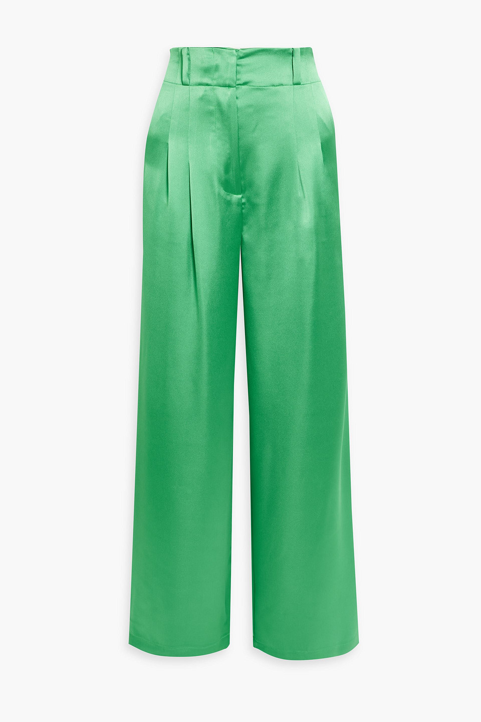 Simon Miller Bloo Pleated Satin Wide-leg Pants In Green