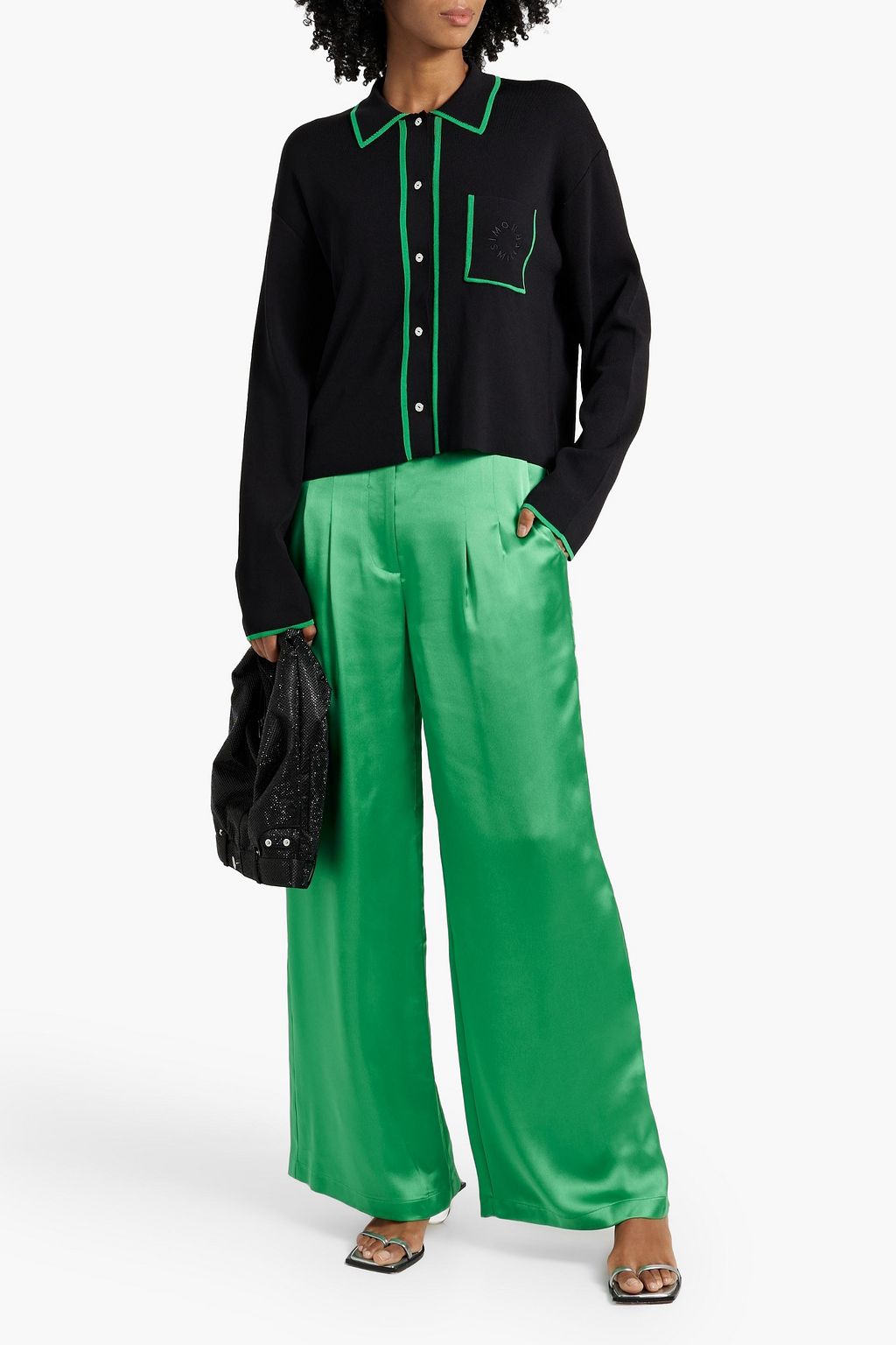 SIMON MILLER Bloo pleated satin wide-leg pants