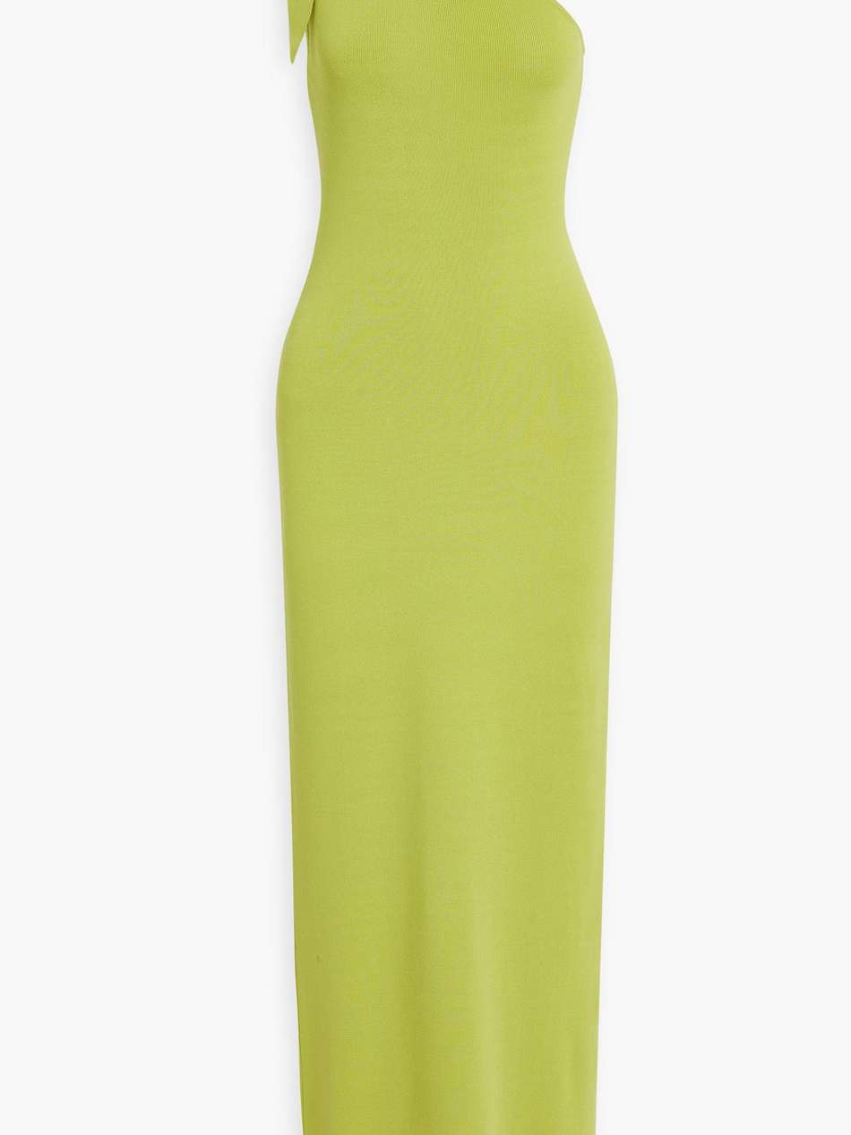 one-shoulder stretch-knit maxi dress