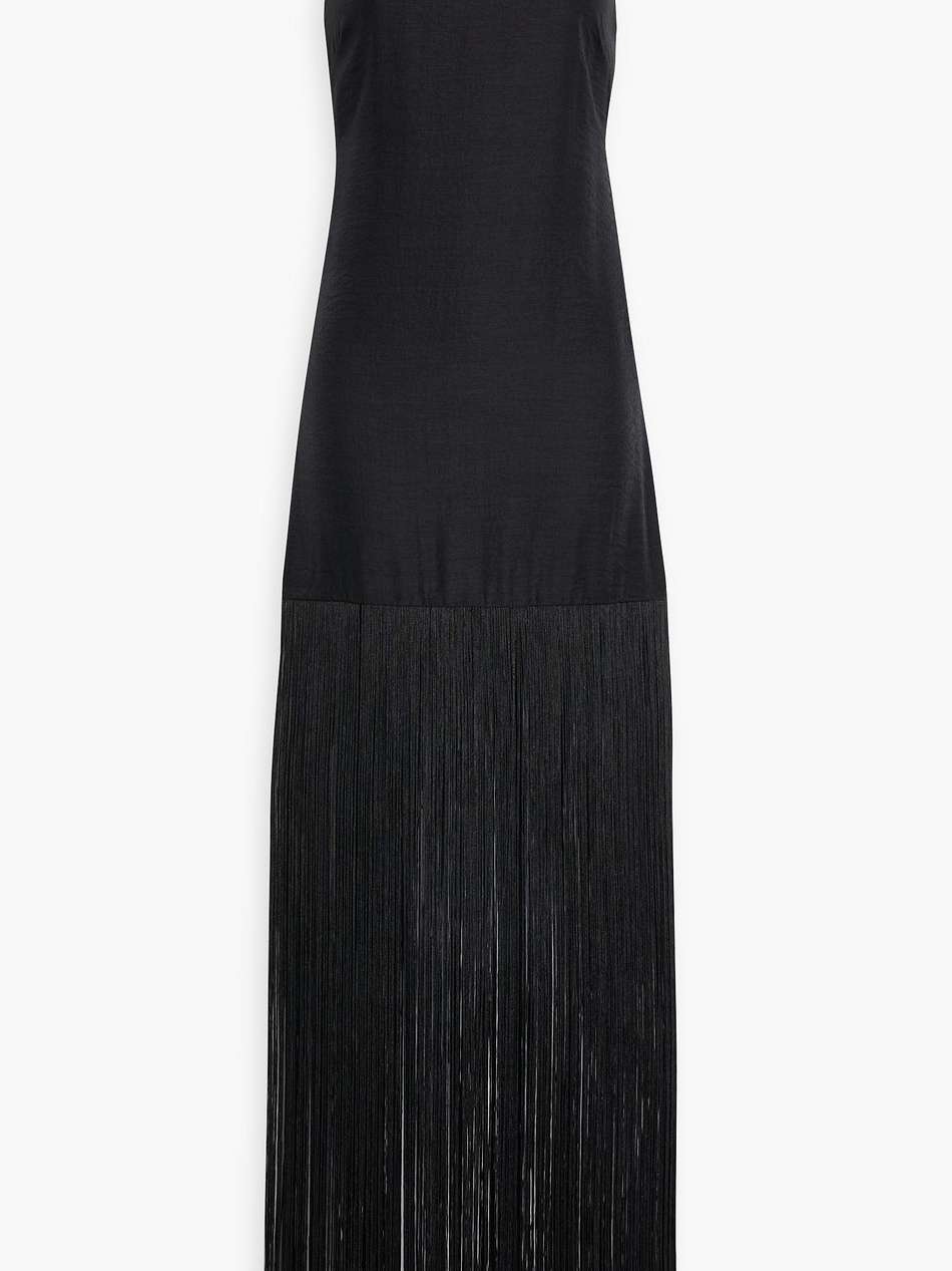 zodiac fringed crepe maxi dress