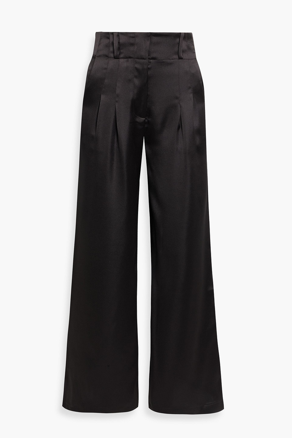 Simon Miller Bloo Pleated Satin Wide-leg Pants In Black