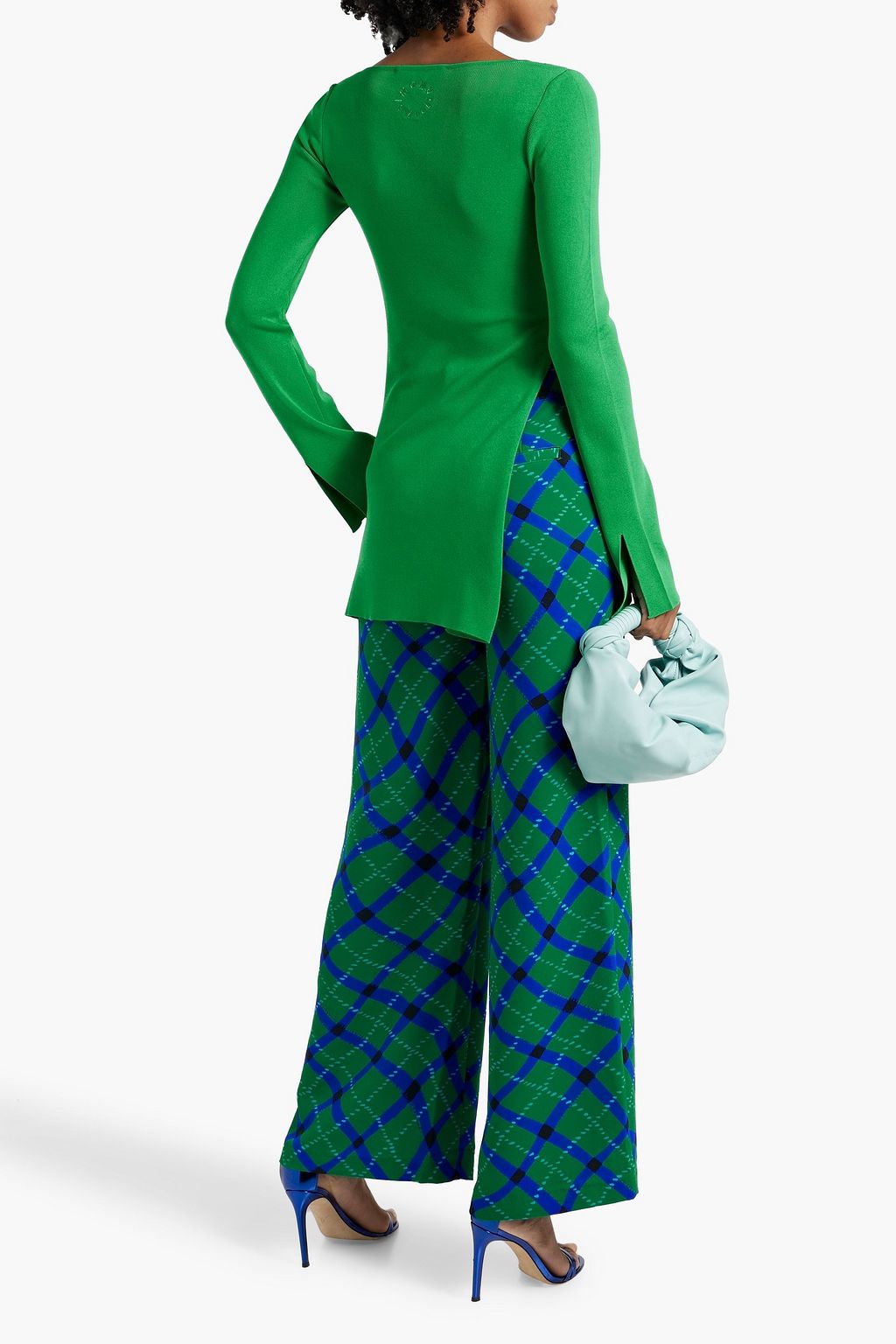 SIMON MILLER Bloo pleated checked crepe wide-leg pants