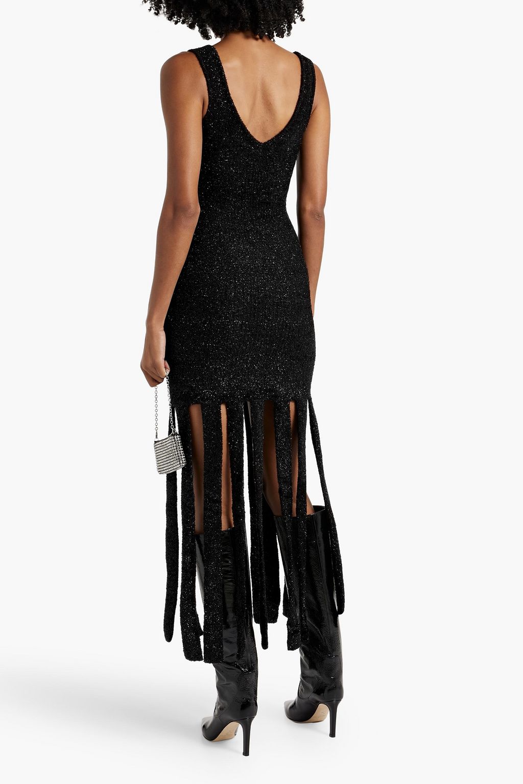 SIMON MILLER Tira fringed metallic chenille midi dress