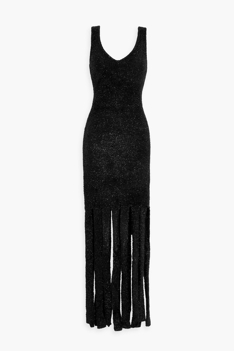 Tira fringed metallic chenille midi dress
