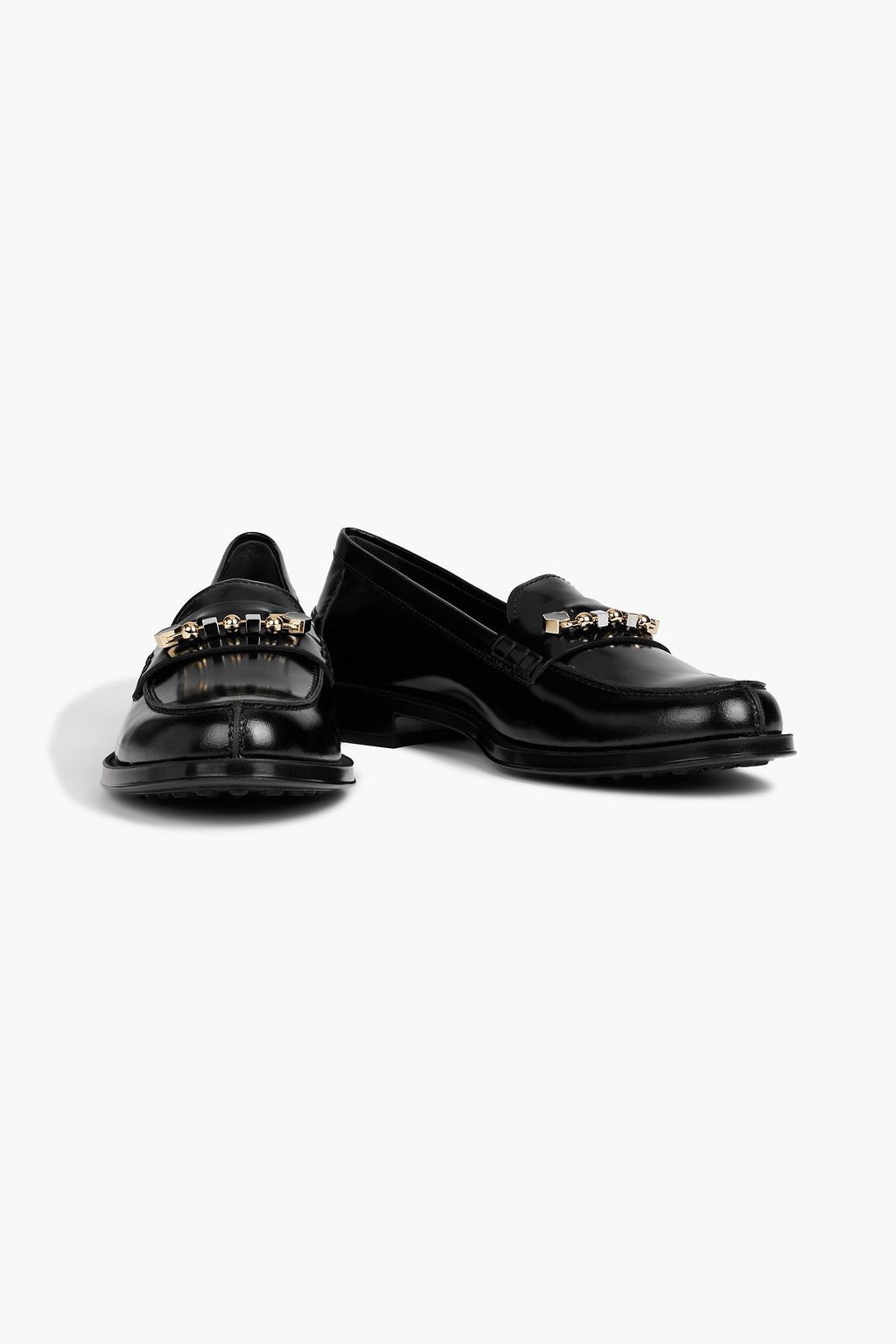TOD'S Embellished glossed-leather loafers