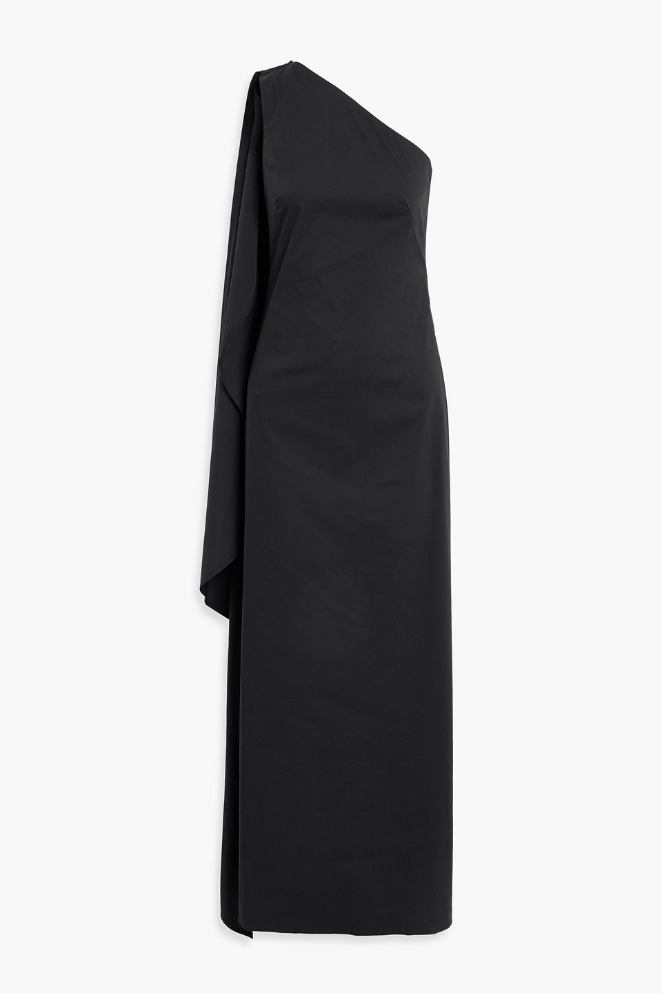 Simon Miller Dune One-shoulder Draped Stretch-cotton Poplin Maxi Dress In Black