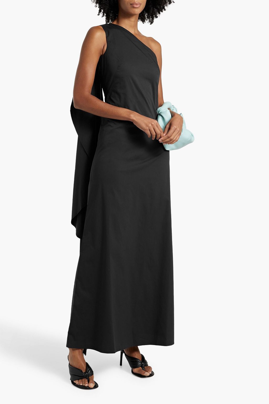 SIMON MILLER Dune one-shoulder draped stretch-cotton poplin maxi dress