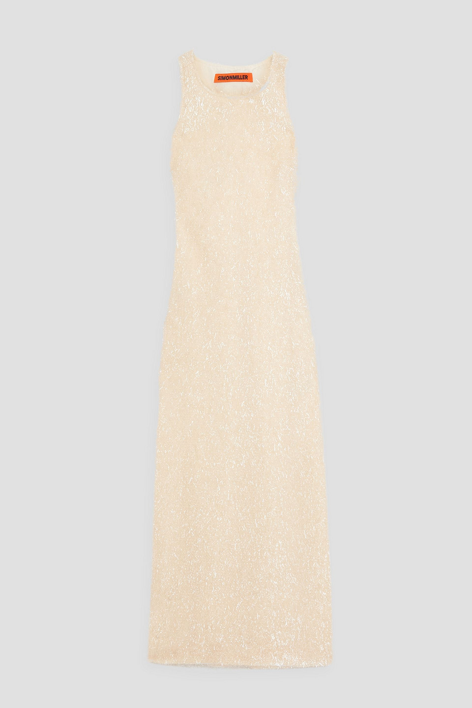 Simon Miller Lash Lou Metallic Knitted Midi Dress In Cream