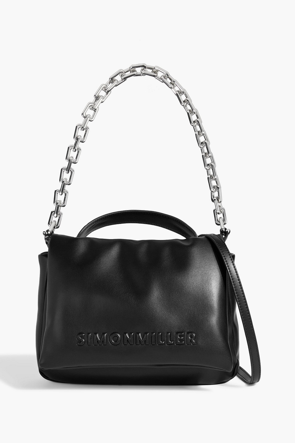Simon Miller Linked Turnover Mini Padded Faux Leather Shoulder Bag In Black