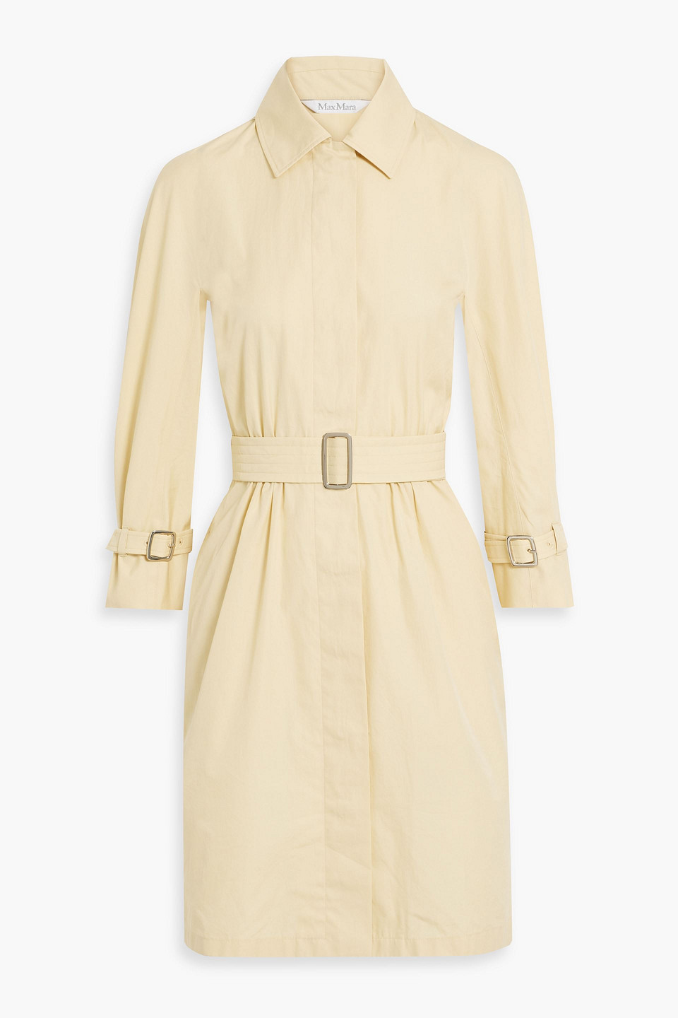 Max Mara Cotton-poplin Mini Shirt Dress In Pastel Yellow