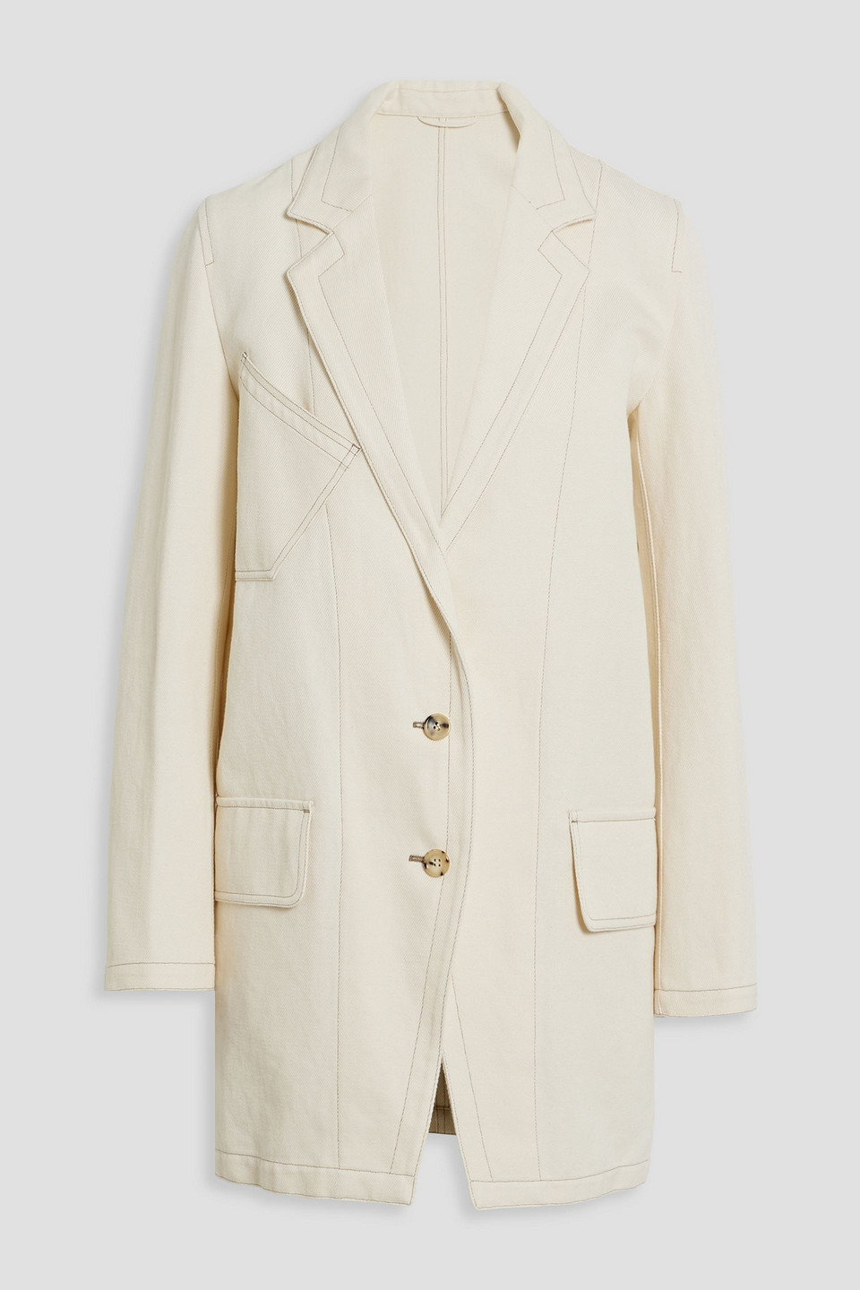 Max Mara Cotton And Linen-blend Twill Blazer In Ecru