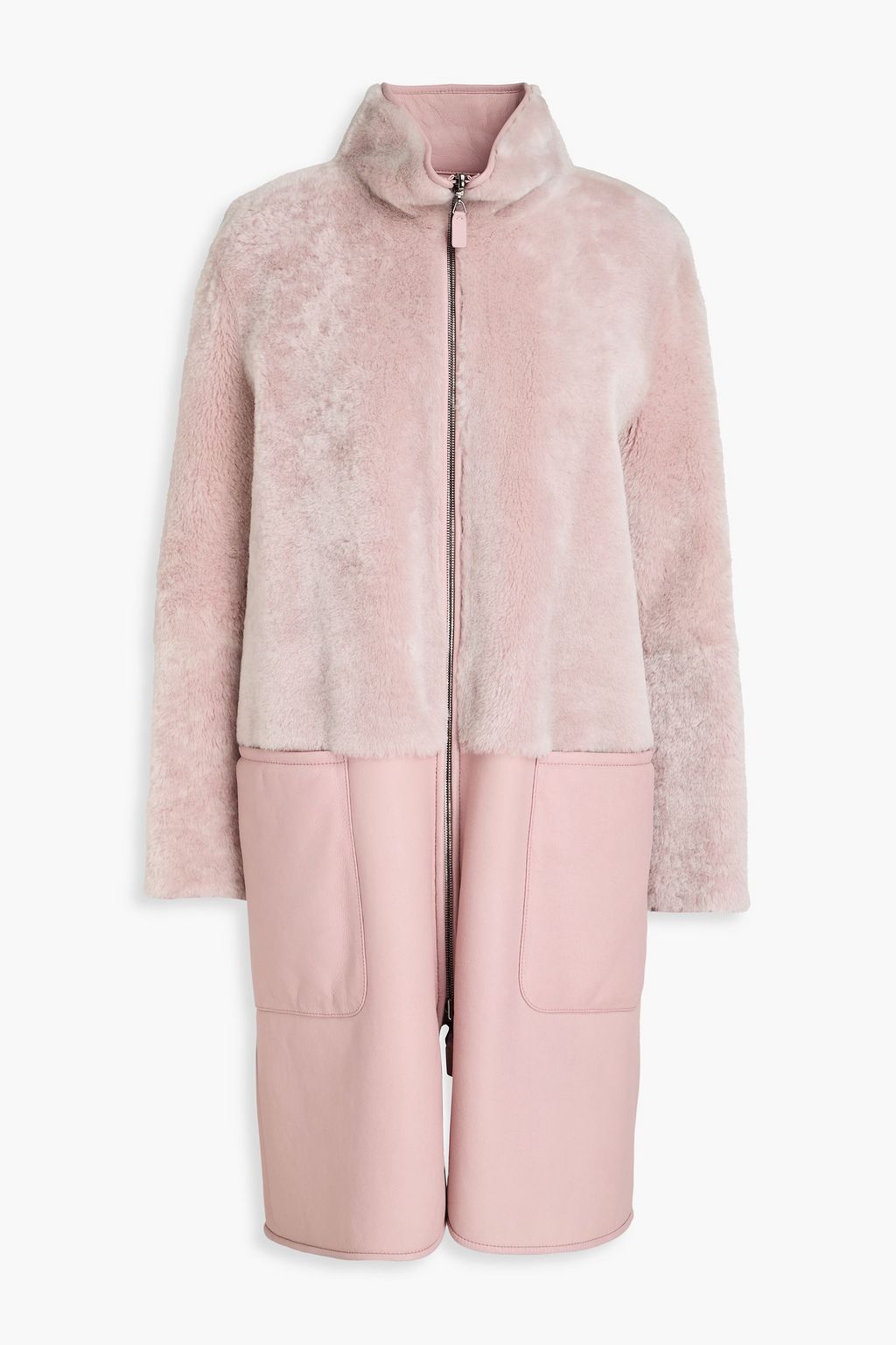 Armani shearling jacket pink deals