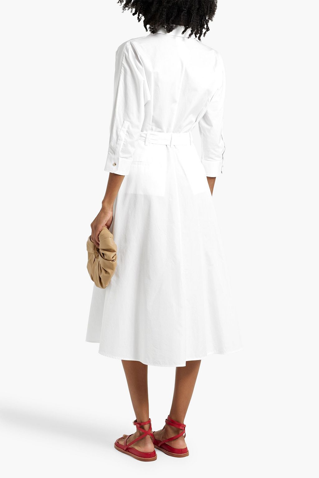 MAX MARA Flavio belted cotton-poplin midi shirt dress
