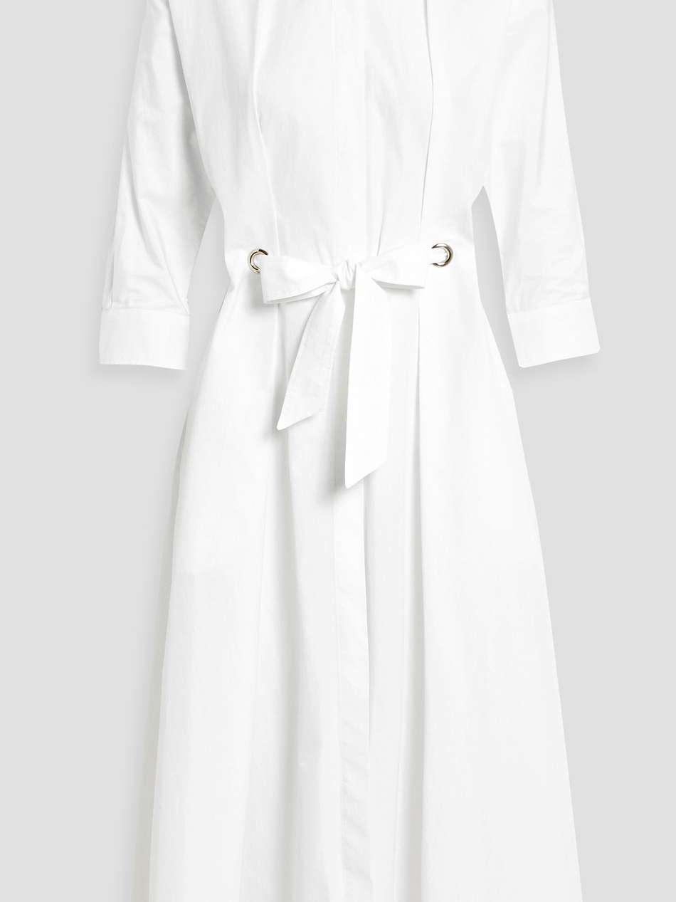 pleated cotton-poplin midi shirt dress