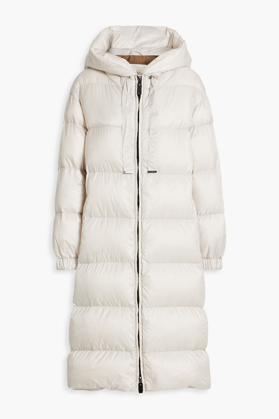 Quilted shell hooded down coat