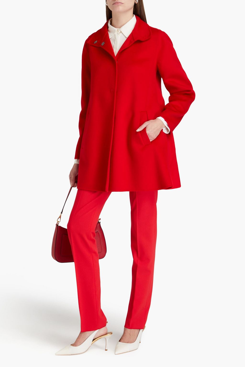 EMPORIO ARMANI معطف من الكشمير واللبّاد