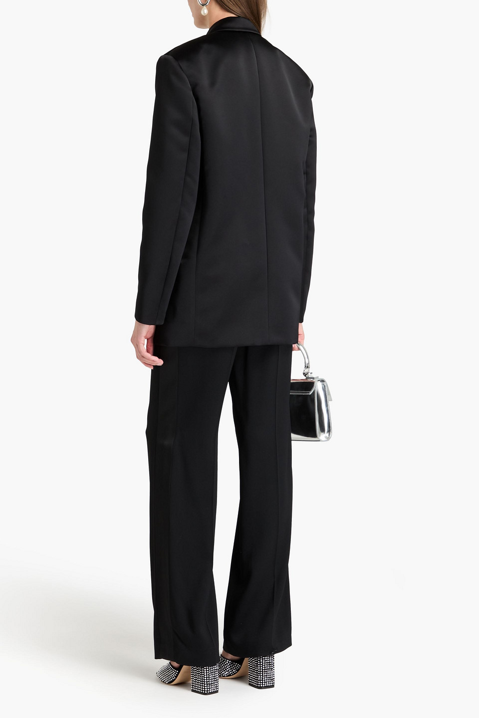 Shop Philosophy Di Lorenzo Serafini Satin Tuxedo Jacket In Black